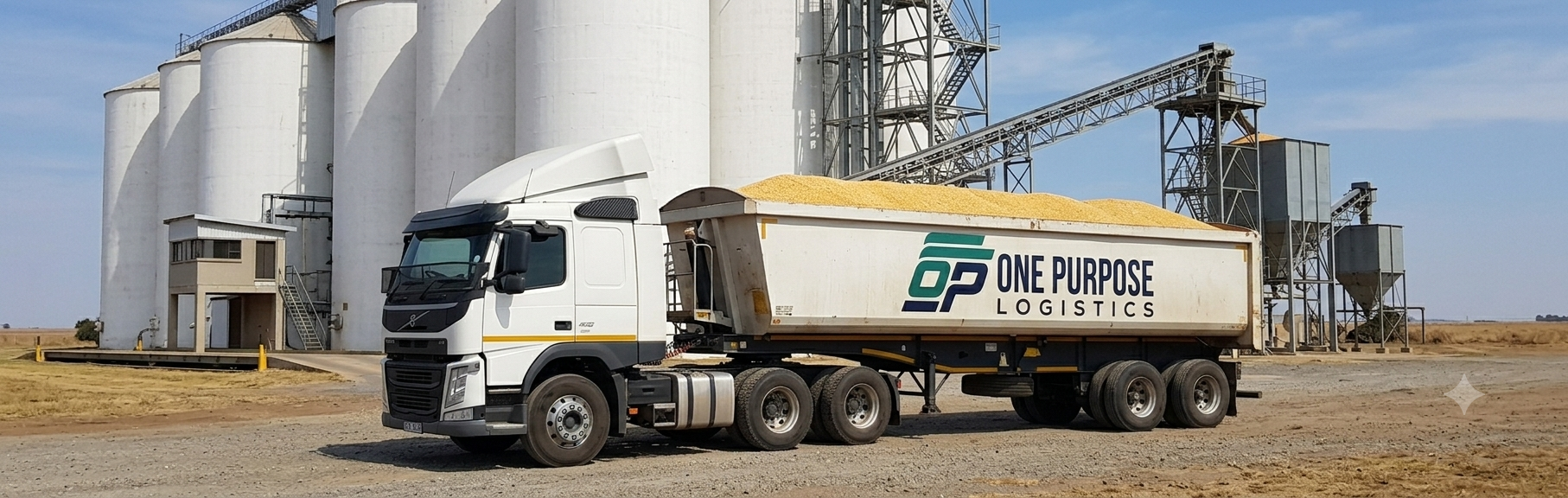 Grain tipper truck carrying maize