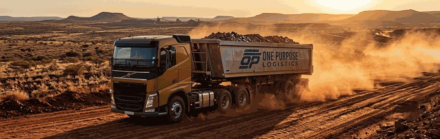 Side tipper mining truck for bulk transport